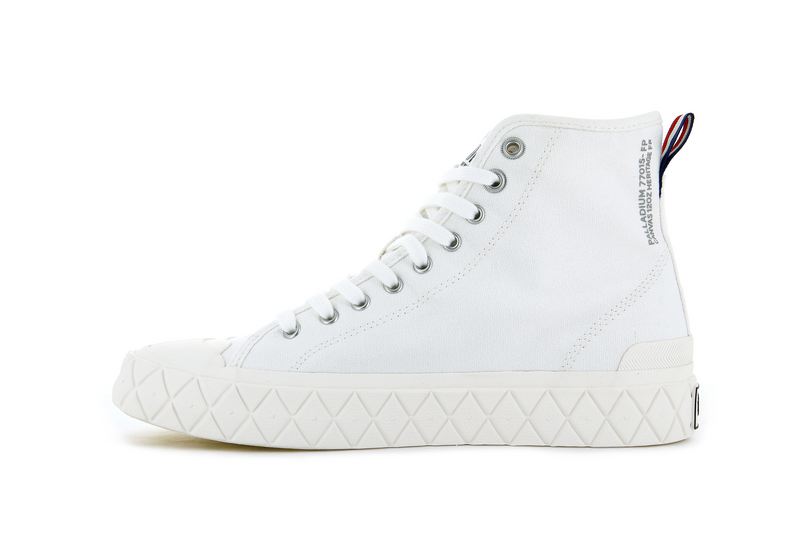 White Men's Palladium Palla Ace Canvas Mid High Tops | 9047DWQUG