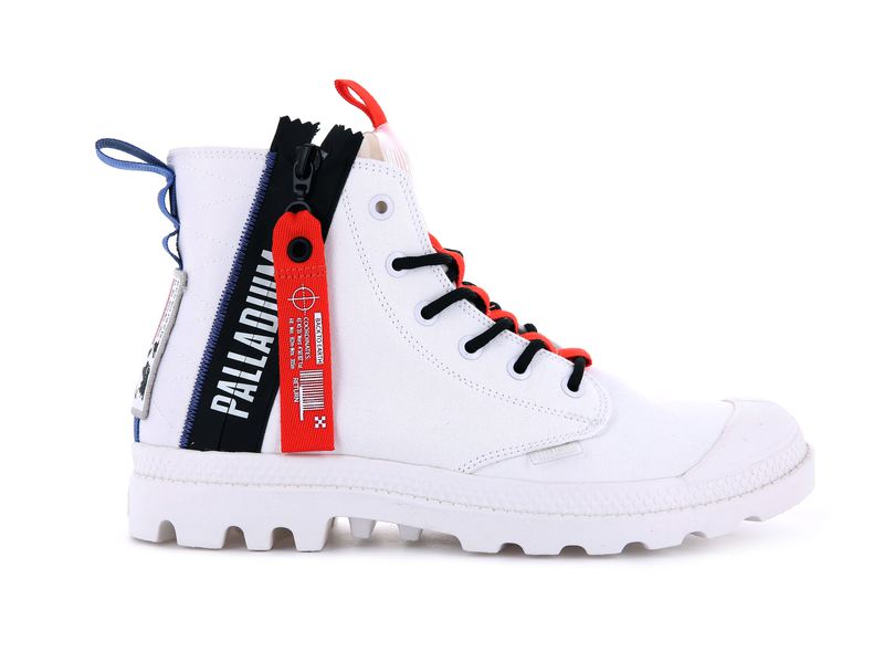 White Men\'s Palladium Pampa Hi Ticket To Earth High Tops | 0283FNIEC