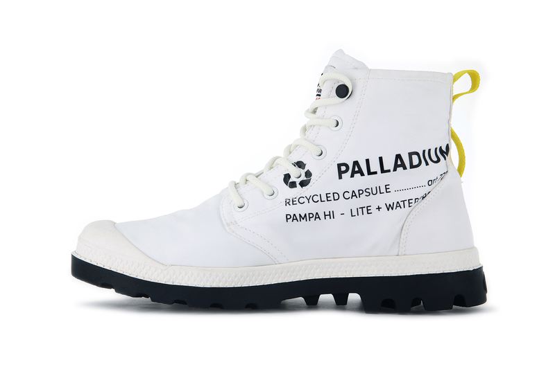 White Men's Palladium Pampa Recycle Waterproof+ 2 High Tops | 7069JKXYH