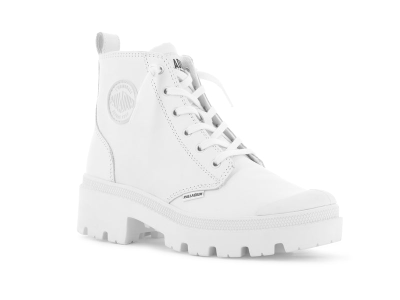 White Women's Palladium Pallabase Leather High Tops | 3168PIAOJ