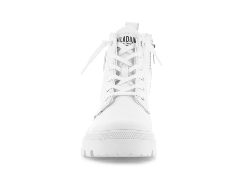 White Women's Palladium Pallabase Leather High Tops | 3168PIAOJ