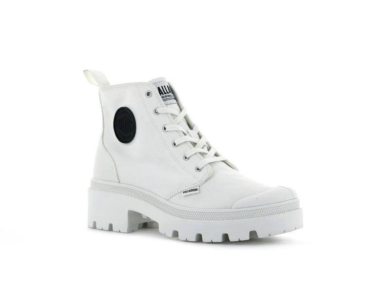 White Women's Palladium Pallabase Twill Boots | 0931MWHEK