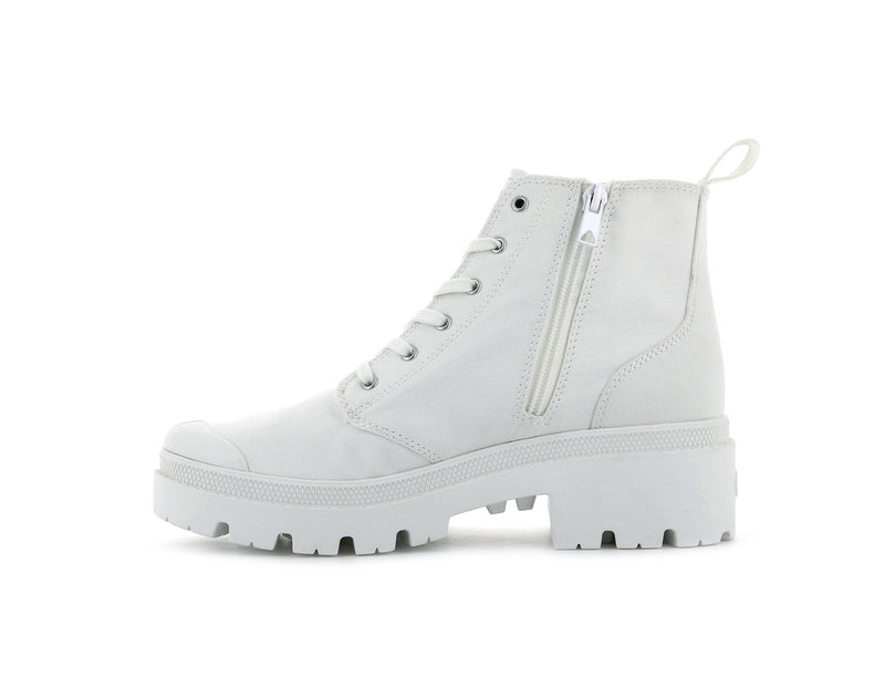 White Women's Palladium Pallabase Twill Boots | 0931MWHEK