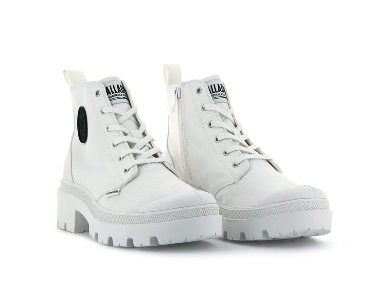 White Women's Palladium Pallabase Twill Boots | 0931MWHEK