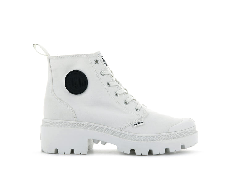 White Women\'s Palladium Pallabase Twill Boots | 0931MWHEK