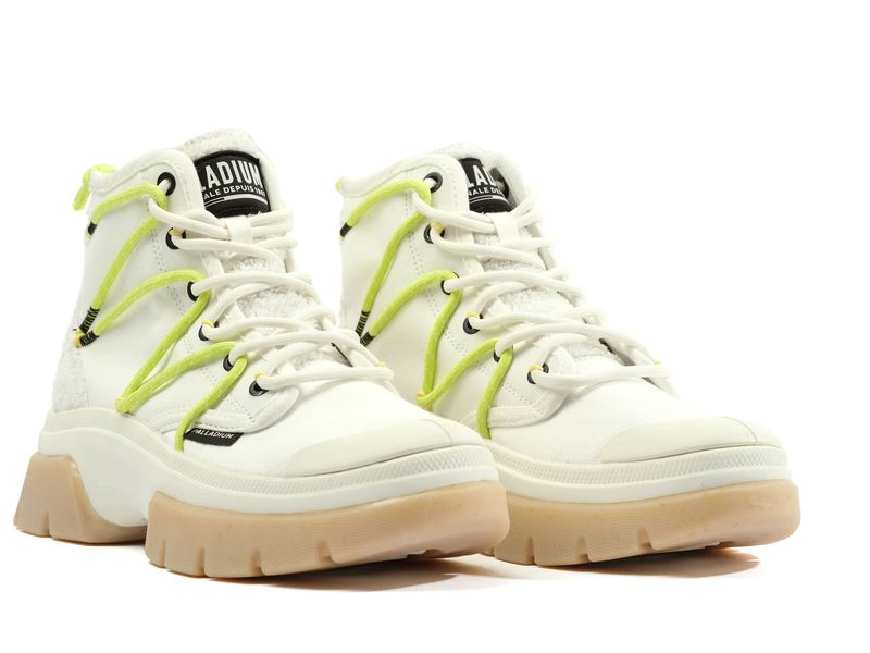 White Women's Palladium Pallawave Lace It High Tops | 1692XLQPH