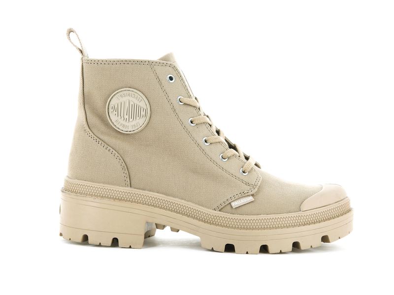 Beige Women's Palladium Pallabase Twill Boots | 1256MFILB