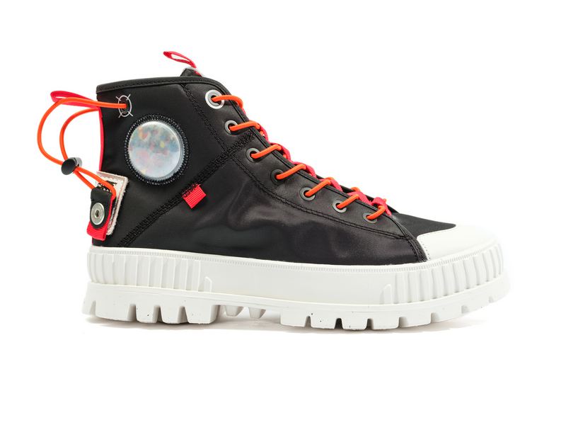 Black Kids' Palladium Pallashock Mid Ticket To Earth High Tops | 4950FJTWL