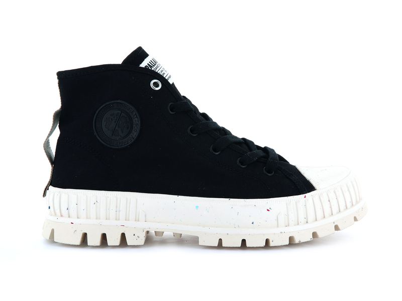 Black Men's Palladium Pallashock Mid Organic High Tops | 4901GECWF