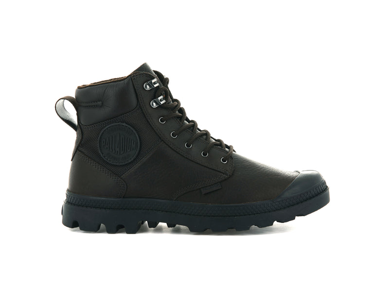 Dark Brown Kids' Palladium Pampa Shield Wp+ Lth Boots | 6817LPWIE