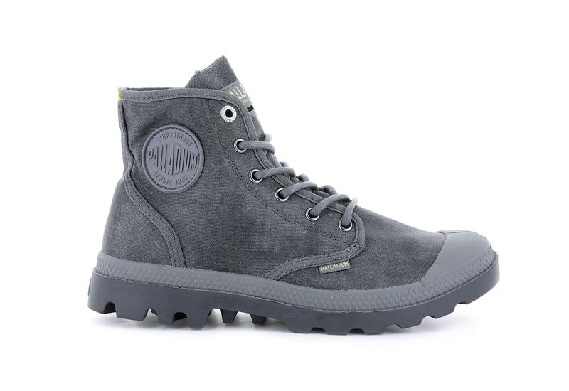 Dark Grey Men's Palladium Pampa Hi Wax High Tops | 4892ONHDZ