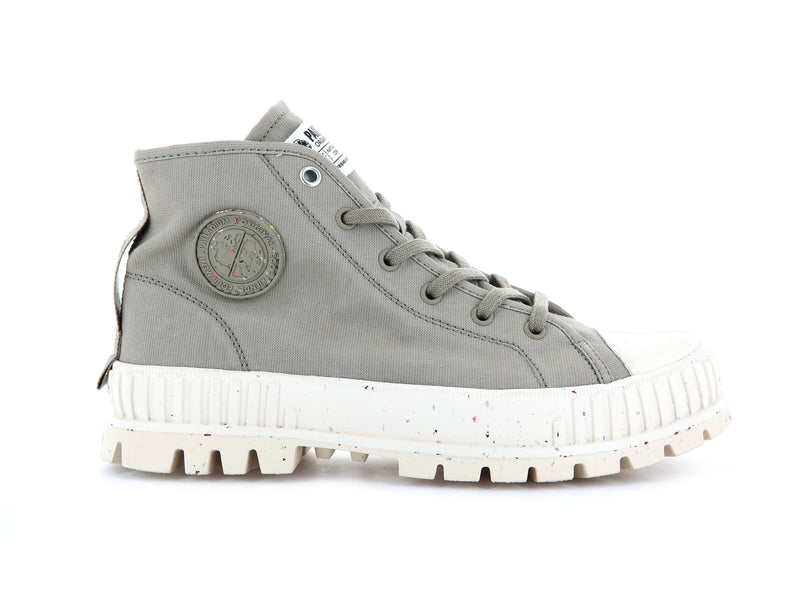 Grey Women's Palladium Pallashock Mid Organic High Tops | 2760TBHSM