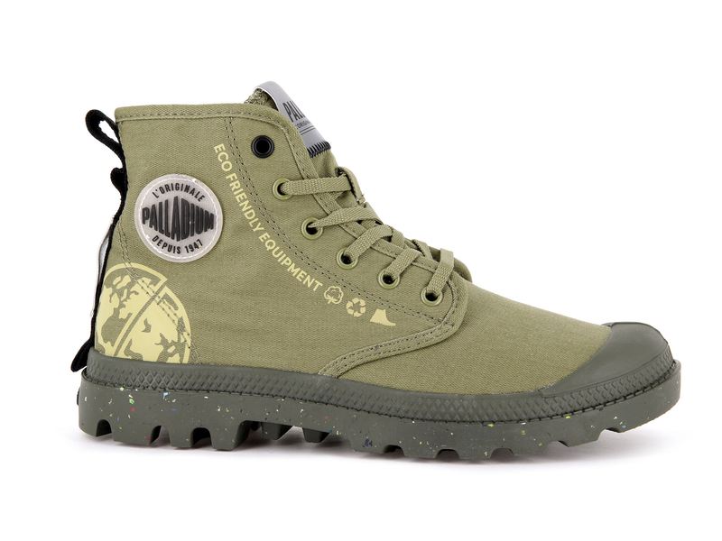 Olive Men's Palladium Pampa Organic Metro Boots | 5962ZUVOI