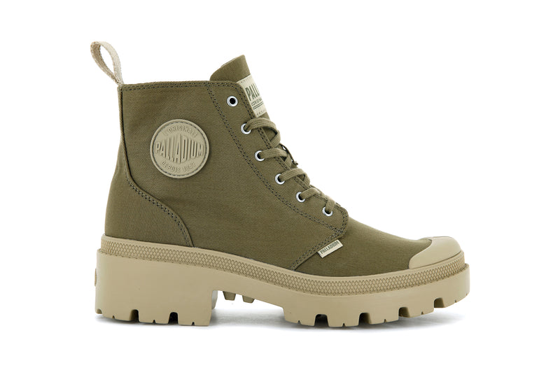 Olive Women's Palladium Pallabase Twill Boots | 8596JETOF