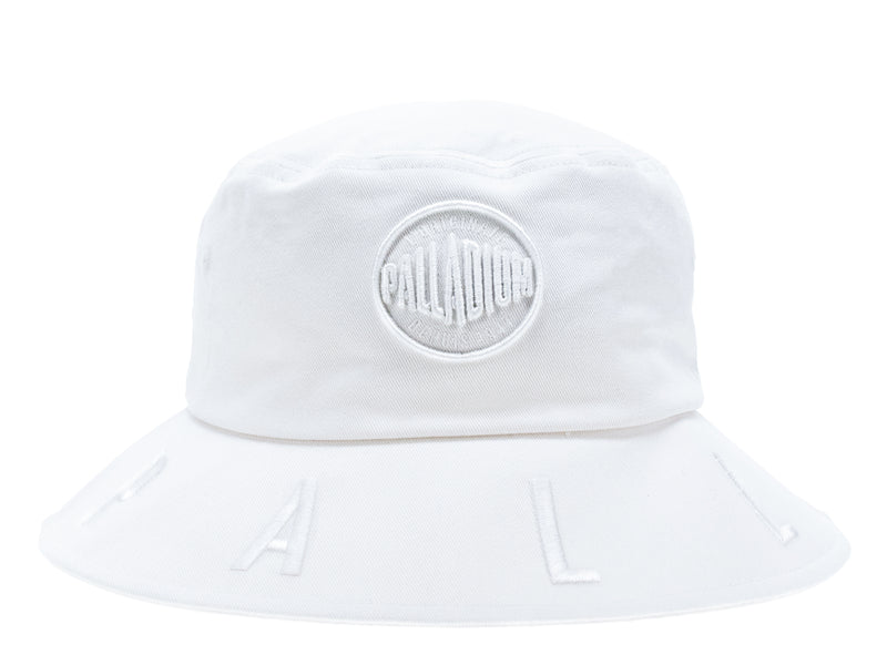 White Men's Palladium Logo Bucket Hats | 6874GQMEN